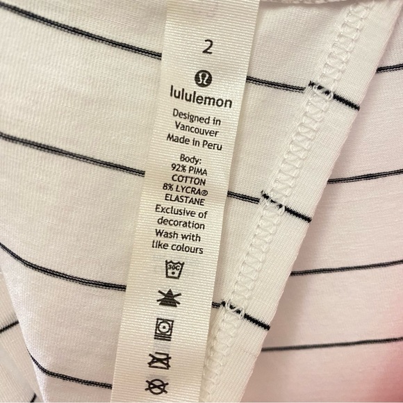 Lululemon white black stripe all tied up tank top loose open back tie up closed - Picture 5 of 6